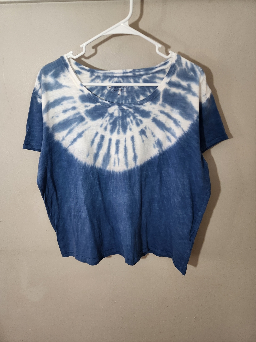 Vineyard Vines Hippie Tie-Dye Scoop Neck Tee Shirt Top Blue Cotton Beachy Cali